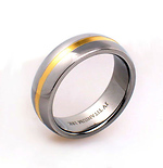 18K Plated and Titanium Stripe Ring