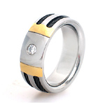 18k Plated Titanium Black Cable Crystal Ring