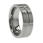 Designer 8mm Ridged Tungsten Wedding Band