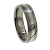Bezel Set Diamond Titanium Silver Inlay Wedding Band (0.05 ctw)