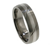 Matte Striped Titanium with Silver Inlay Band