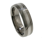 Matte Striped Titanium with Silver Inlay Band