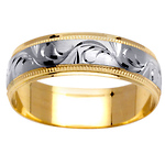 14k Two Tone Gold 6.0mm Wedding Band
