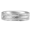 14k White Gold Striped Milgrain Wedding Band