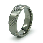 7mm Titanium Three Engraved Striped Pattern Band