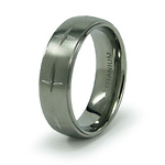7mm Cross Engraved Titanium Wedding Ring