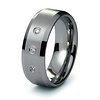 Three Stone CZ Bezel Set Tungsten Wedding Band