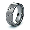 Striped Pattern 8mm Tungsten Wedding Ring
