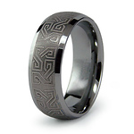 Tribal Design Laser Engraved Tungsten Band