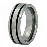 Black Resin Double Row Tungsten Wedding Ring