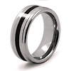 Black Enamel Stripe Tungsten Band