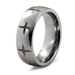 Cross Engraved Pattern Tungsten Wedding Ring