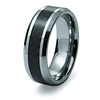 Beveled Edge Carbon Fiber Inlay Men's Tungsten Band