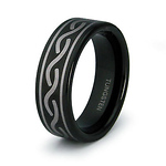 Celtic Pattern Black Tungsten Wedding Band