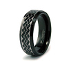 Weave Pattern Laser Engraved Black Tungsten Band