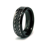 Weave Pattern Laser Engraved Black Tungsten Band