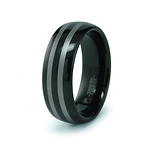Double Stripe Black Tungsten Wedding Band