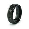Black Tungsten Ring with Fleur de Lis Pattern