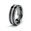 White and Black Stripe Tungsten Wedding Band