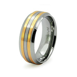 Titanium 14K Gold Plated Inlay Wedding Band