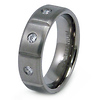 Carved CZ Titanium Eternity Wedding Band