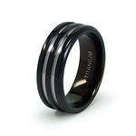 Black Titanium Groove 8mm Wedding Ring