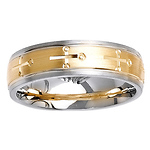Brush Finish Designer Two Tone 14K Gold Wedding Ring