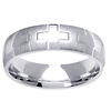 Cross Textured 14K White Gold Wedding Ring