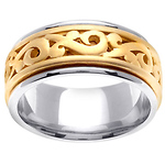 14K Scroll Design Two Tone Wedding Band