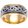 14K Scroll Design Two Tone Wedding Band
