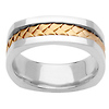 Cornered Edge Braid 14K Two Tone Gold Wedding Ring