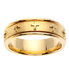 7mm 14K Yellow Gold Cross Wedding Band