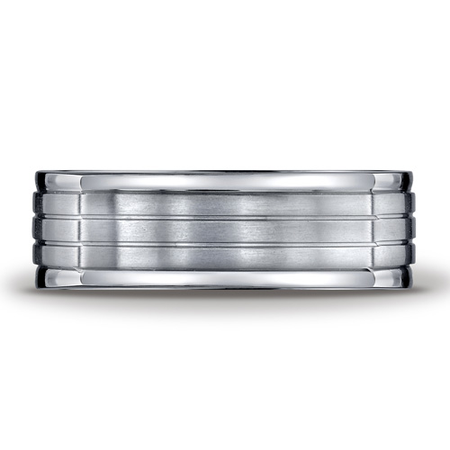 Titanium 7mm Comfort-Fit Satin-Finished Four-Sided Design Ring