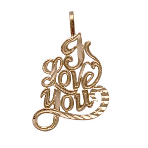 14k I Love You Script Pendant
