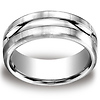 Rugged 10mm Satin Center Cut Comfort-Fit Argentium Silver Mens Ring thumb 0