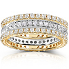 14KYW Gold 1.5ctw Pave Round Diamond Eternity Wedding Band 3-Ring Set thumb 0