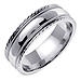 14K White Gold Carved Edge Milgrain Wedding Band thumb 1