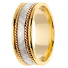 14K Two Tone Hammer Finish Wedding Ring thumb 2